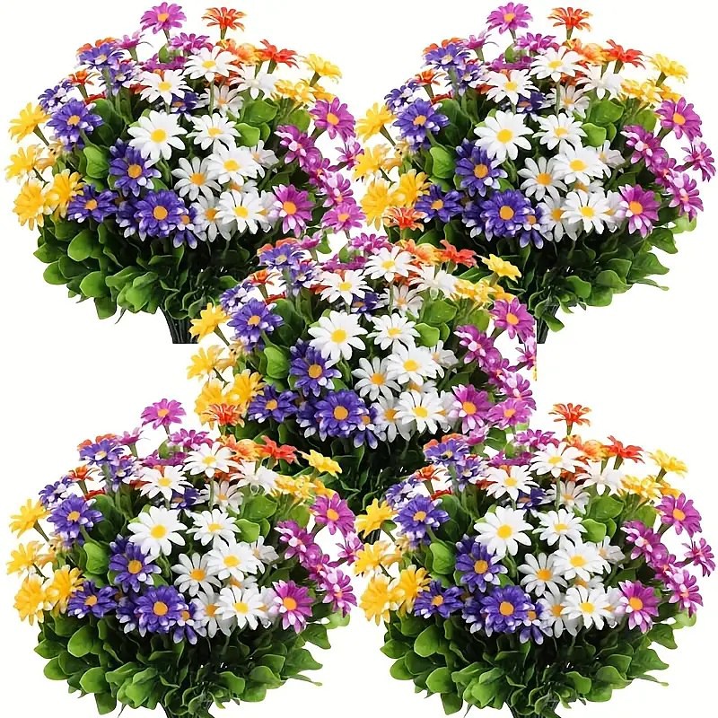 10 outdoor artificial flowers plastic flower decorations daisy simulation bouquets UV resistant artificial flower shrubs home hotel office wedding party family garden porch farmhouse decorat