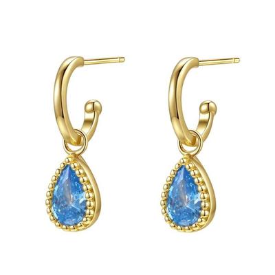 Hey Happiness März Geburtsstein Creolen, aus 925 Sterlingsilber Gold 1 pair Damen Image