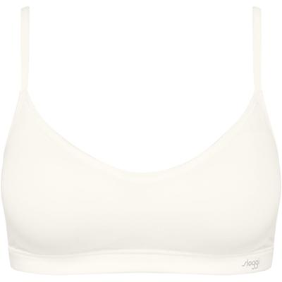 Schalen-BH SLOGGI "FREE Evolve P", Damen, Gr. 1, N-Gr, weiß (silk weiß), Single Jersey, Spitze, Obermaterial: 46% Polyester, 45% Modal, 9% Elasthan, unifarben, modisch, BHs, super weich, dehnfähig, Stretch-Cups Image
