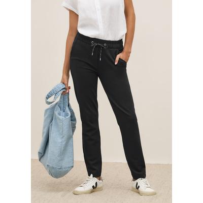 Stoffhose CECIL "Style Tracey", Damen, Gr. M (40), Länge 28, schwarz, Jersey, Obermaterial: 61% Viskose, 32% Polyamid, 7% Elasthan. Futter: 100% Polyester, unifarben, casual, lang, Hosen, mit elastischem Bund und Tunnelzug Image