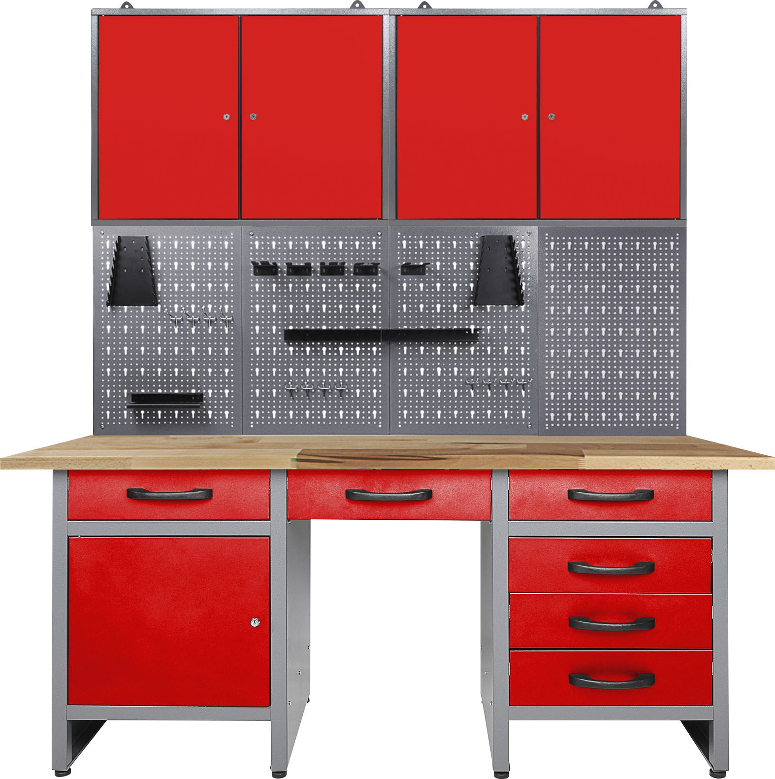 Werkstatt-Set ONDIS24, rot (anthrazit, rot), B:160cm H:205cm T:60cm, Metall, Werkbänke, 160 cm