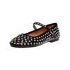Riemchenballerina STEVE MADDEN "STEVE MADDEN Ballerinas Lederimitat", Damen, Gr. 37, schwarz (schwarz, silber), Lederimitat, casual, Schuhe