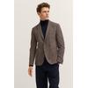Sakko BUGATTI "Modern Fit", Herren, Gr. 60, 390, braun, 52% Polyester, 36% Baumwolle, 12% Viskose, unifarben, casual, normal, Langarm Manschette, Sakkos, Jersey Stretch mit Taschen