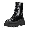 Schnürstiefelette STEVE MADDEN "STEVE MADDEN Stiefelette Lederimitat", Damen, Gr. 41, schwarz (schwarz lack), Lederimitat, casual, Schuhe