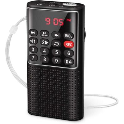 Tragbares Radio, kleines wiederaufladbares tragbares Radio mit Aufnahmefunktion, tragbares FM-Radio Image