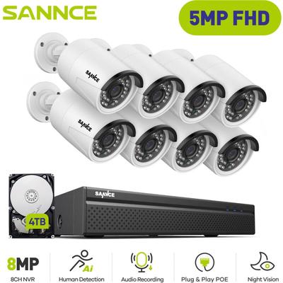 Sannce - 5MP Überwachungskamera Set nvr 8×Kamera ir Nachtsicht Wettewfest Videoüberwachungssets Image