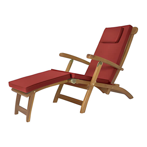 All Things Cedar 5-Position Steamer Chair with Red Cushions