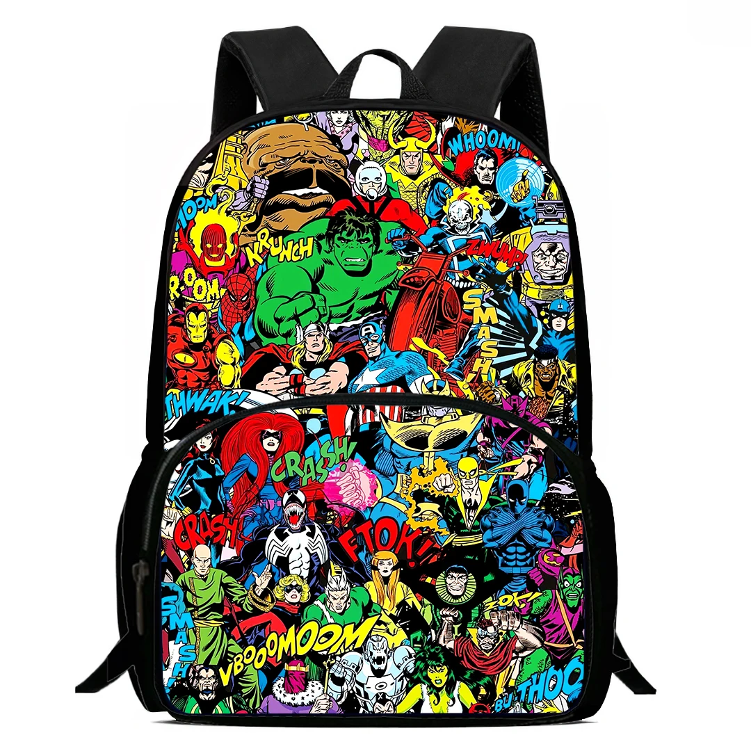 Sac à dos d'école pour enfants Marvel avec poche avant, sacs d'école Marvel de dessin animé pour garçons et filles, sac à dos Durable pour enfants pour élèves