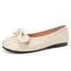 MiaZane Women's Metallic Ballet Flats Low Heel Slip-On with Decorative Bow Tie Round Toe Comfort Shoes for Daily Wear & Work,Beige,5 UK