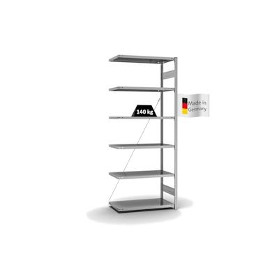 PROREGAL Fachbodenregal Stecksystem | Anbauregal | HxBxT 250x100x50cm | 6 Ebenen | Fachlast 140 kg | Einseitig nutzbar | Verzinkt Image