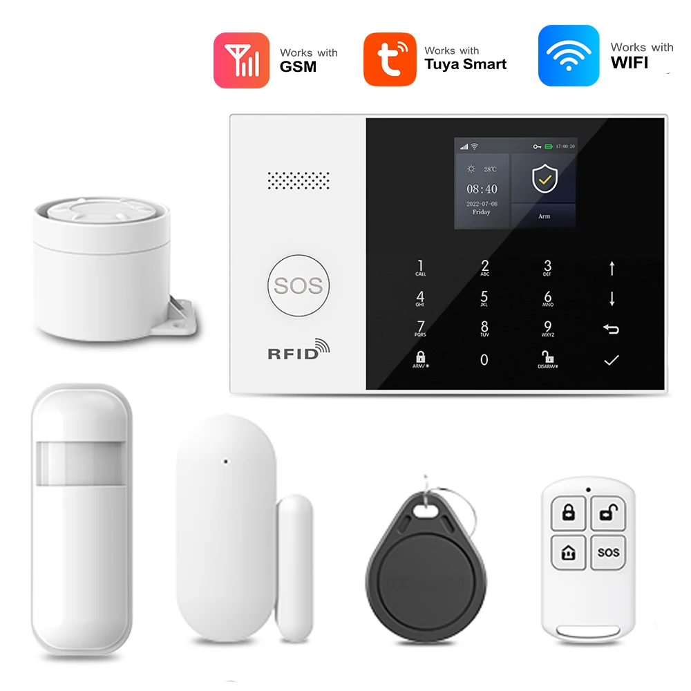 WIFI Tuya Smart Home 433MHZ GSM Alarm System Anti-diebstahl Alarm System mit Bewegungsmelder Drahtlose Sirene Smart Leben APP Aleax