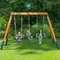 Robotime Robud 3-in-1 Playground Wooden Swing Sets for Backyard DIY Swing Sets with Tree Swing and 2 Toddler Swings for Ages 3+