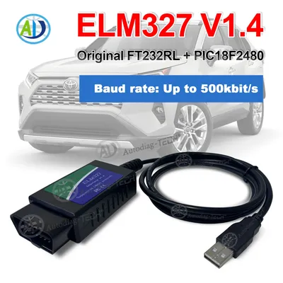 ELM327 USB V1.4 Original FTDI FT232RL + PIC18F2480 Chip OBD2 Diagnostic Scanner Car OBDII Diagnostic Tool for VW/Peugeot/VOLVO