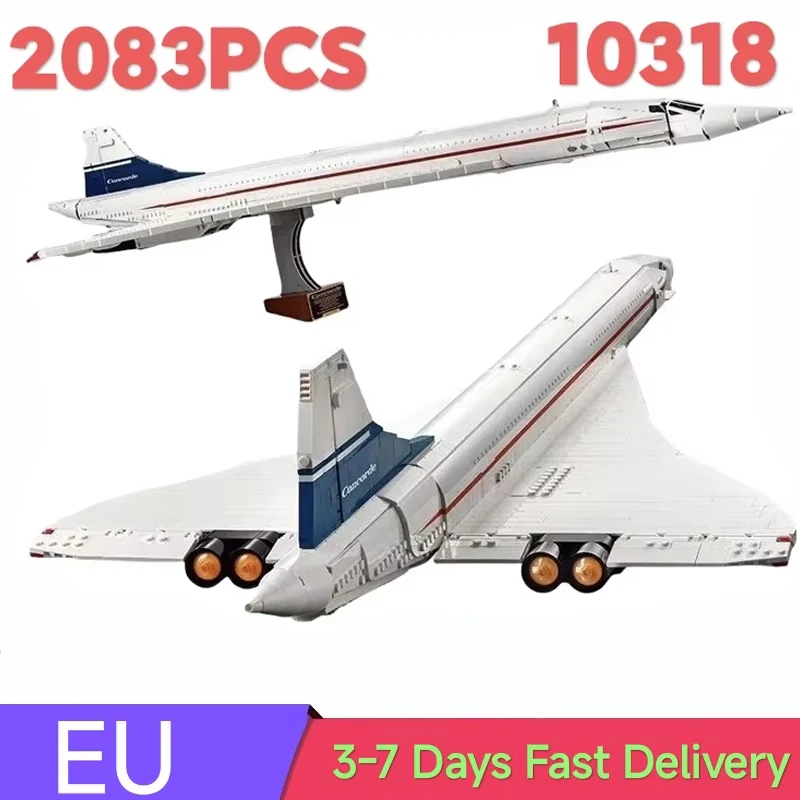 2083 Stück Concorde Passagierflugzeug-Bausteine, weißes Flugzeug, Montage, Ziegel, Spielzeug, Geburtstagsgeschenk, kompatibel mit Set 10318 Image