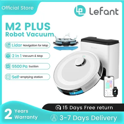 LEFANT M2 Plus Roboterstaubsauger mit automatischer Staubentwicklung, 5500 PA, Lasernavigation, ideal für Tierhaare Image