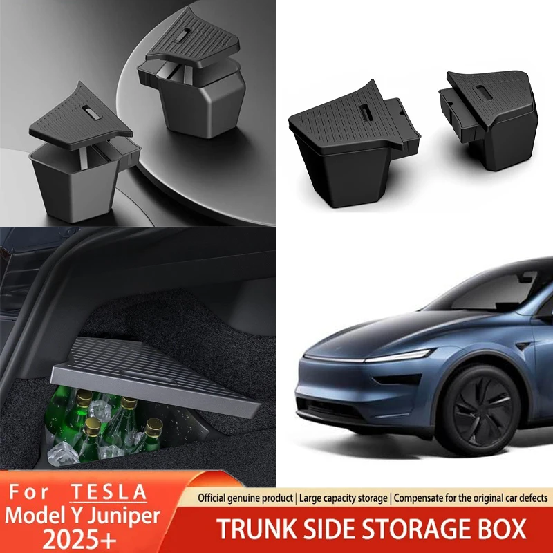 TPE Auto Stamm Seite Lagerung Box für Tesla Modell Y Juniper 2025 + Stamm Organizer Abdeckung Pad Teiler Lagerung Raum Dekoration teile Image