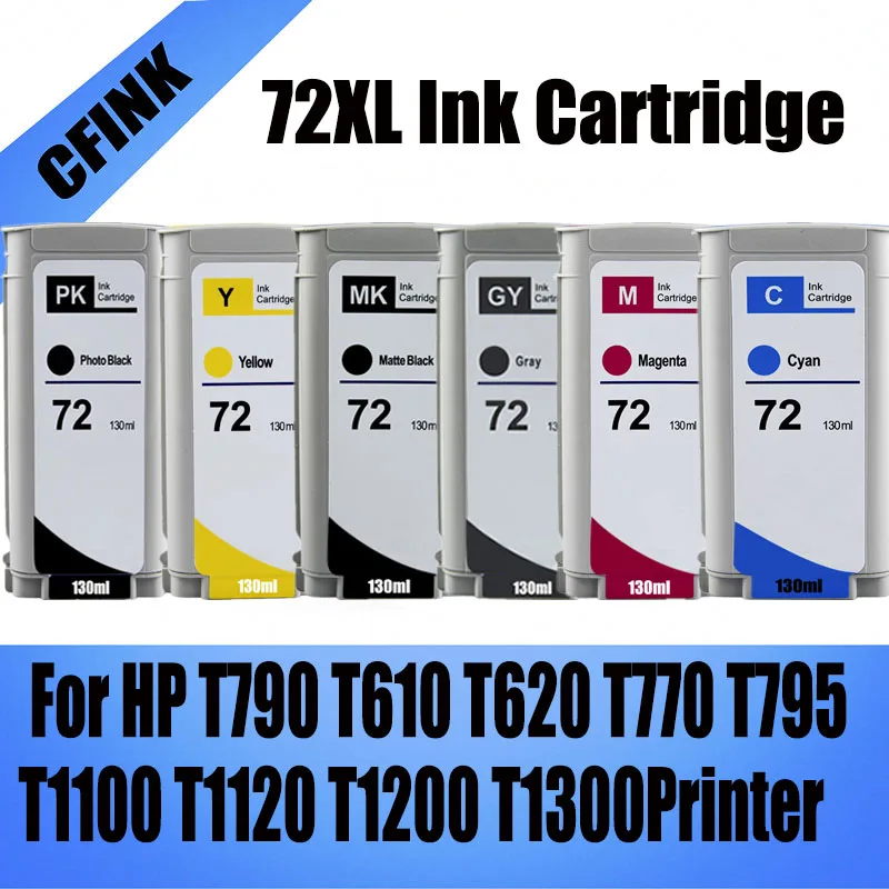 72 Tintenpatrone für HP 72XL 72B, kompatibel mit HP Designjet T1100 T610 T620 T1120 T770 T790 T1200 T1300 T2300 Drucker Image