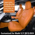 Coprisedili per auto a colori personalizzati per Tesla Model 3 Y 2019-2024 Highland Nappa Interni in pelle Cuscino del sedile anteriore e posteriore Proteggi