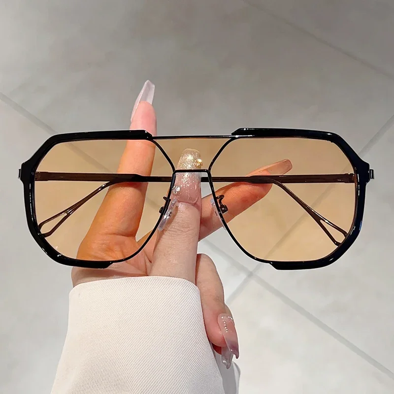 GM LUMIAS Übergroße Piloten-Sonnenbrille, neu in Vintage-Sonnenbrillen mit doppelten Brügen, trendige Mode, koreanischer Stil, Markendesign-Sonnenbrille Image