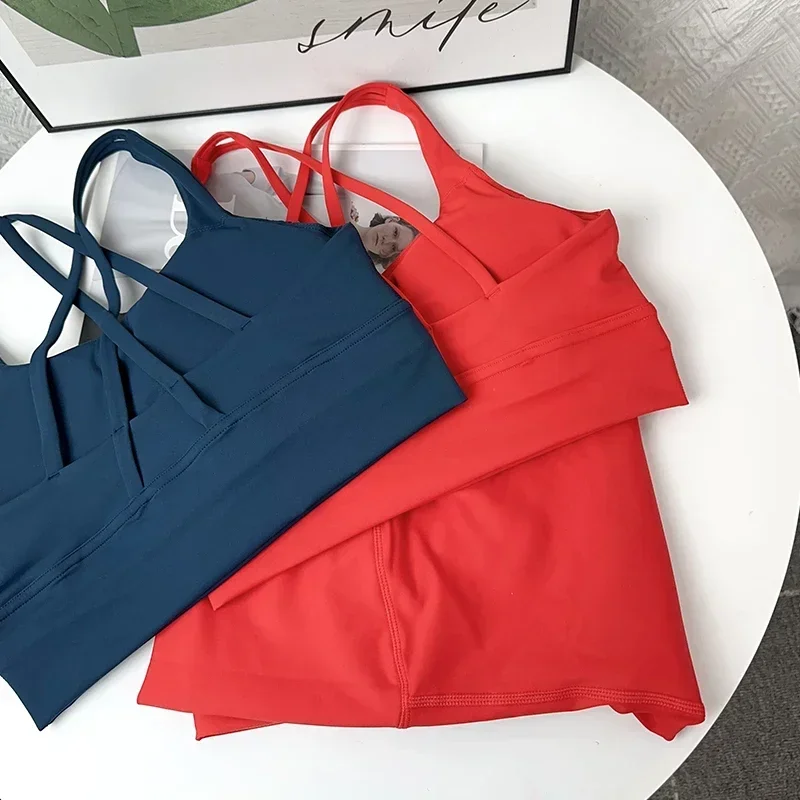 2025 2-teilige Yoga-Anzüge mit überkreuztem Rücken, Sport-BH, dehnbar, hohe Taille, sportliche Leggings, atmungsaktiv, Laufen, Outdoor, Pilates, Sportbekleidung Image