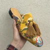 Maultiere Männer Hausschuhe Slip-On Wohnungen Seide Quasten Männer Handgemachten Casual Schuhe Gelb Indoor outdoor