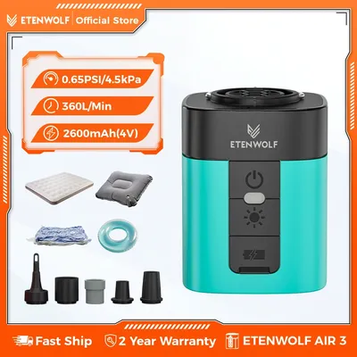 New ETENWOLF AIR 3 Small Electric Air Pump Camping Light 2600mAh Wireless Outdoor Pump Air Mattress Pool Floats Sleeping Pads