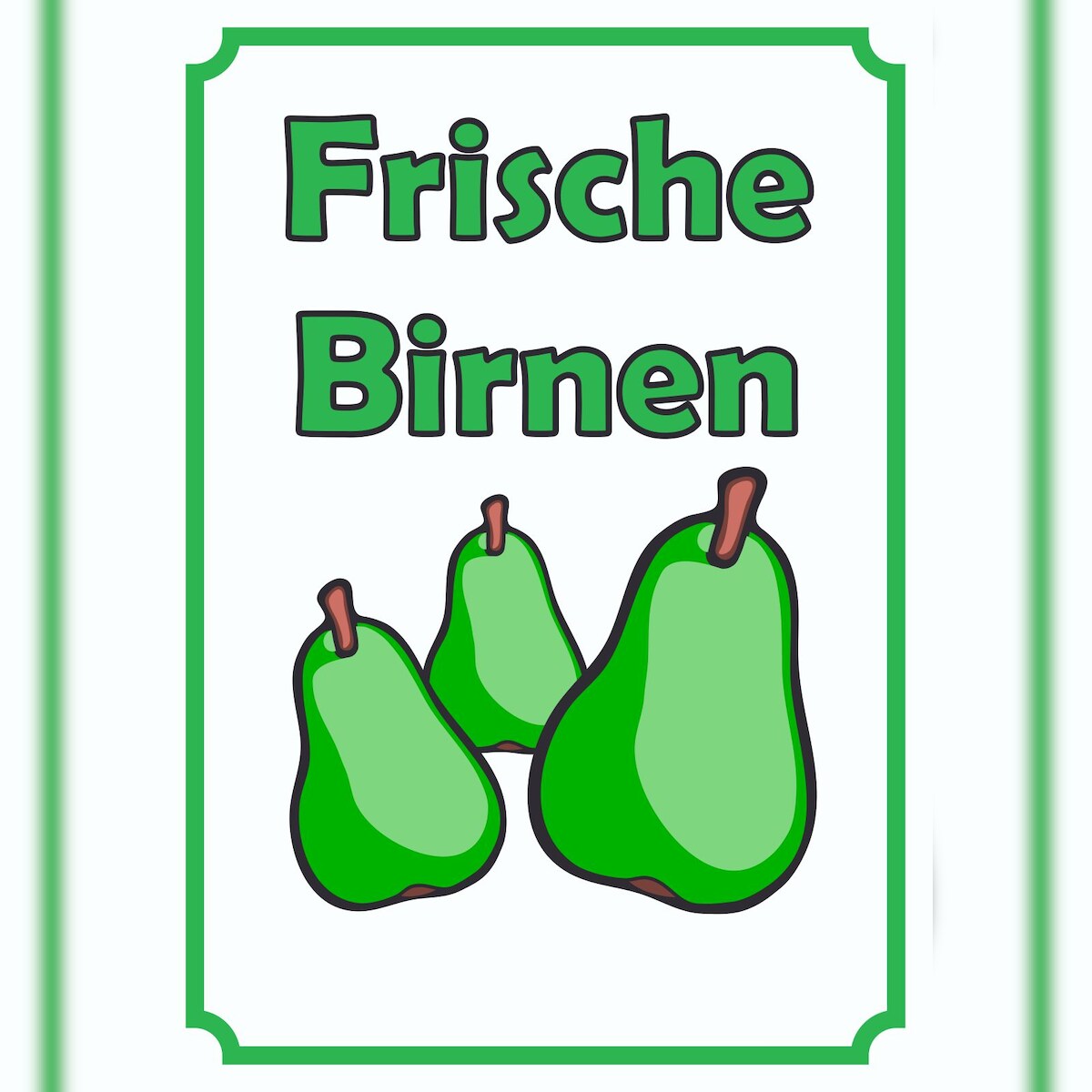 HB-Druck Frische Birnen Schild Hochkant A3 (297x420mm) Image