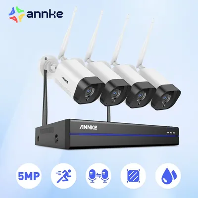 ANNKE 5MP WiFi CCTV System 10CH NVR Sicherheit Kamera System Zwei-wege Audio Outdoor Wireless IP Kameras Video Überwachung Kit