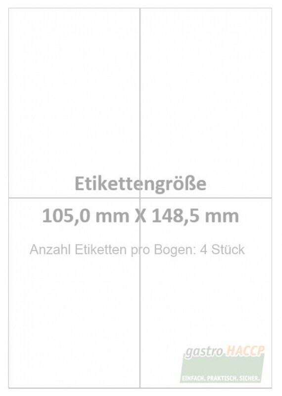 Wasser auflösbare Etiketten 105,0 x 148,5 mm(Anzahl Bögen /VPE: 50) Image