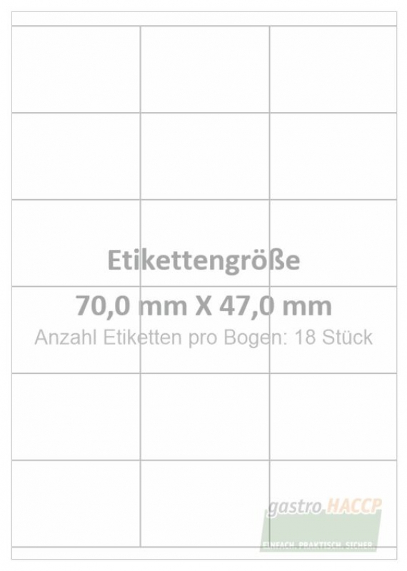 Wasser auflösbare Etiketten 70,0 x 47,0 mm(Anzahl Bögen /VPE: 600) Image