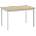 Tavolo da Pranzo Minimal 4 Posti con Piedini Antiscivolo, Tavolo in Legno di Pino, 120x75x75 cm, Bianco e color Legno