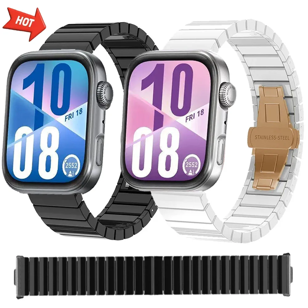 Keramik Strap Für Huawei Uhr Fit 4/3 Strap Metall Schmetterling Schnalle Armband Armband Für Huawei Uhr Fit 3/4 Pro zubehör Image