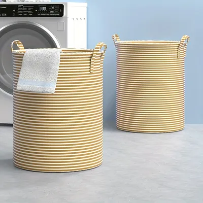 Minimalist Striped Laundry Basket,Foldable Bathroom Storage Box,Toy and Clothing Organizer,Bedroom Sorting Basket,Laundry Basket