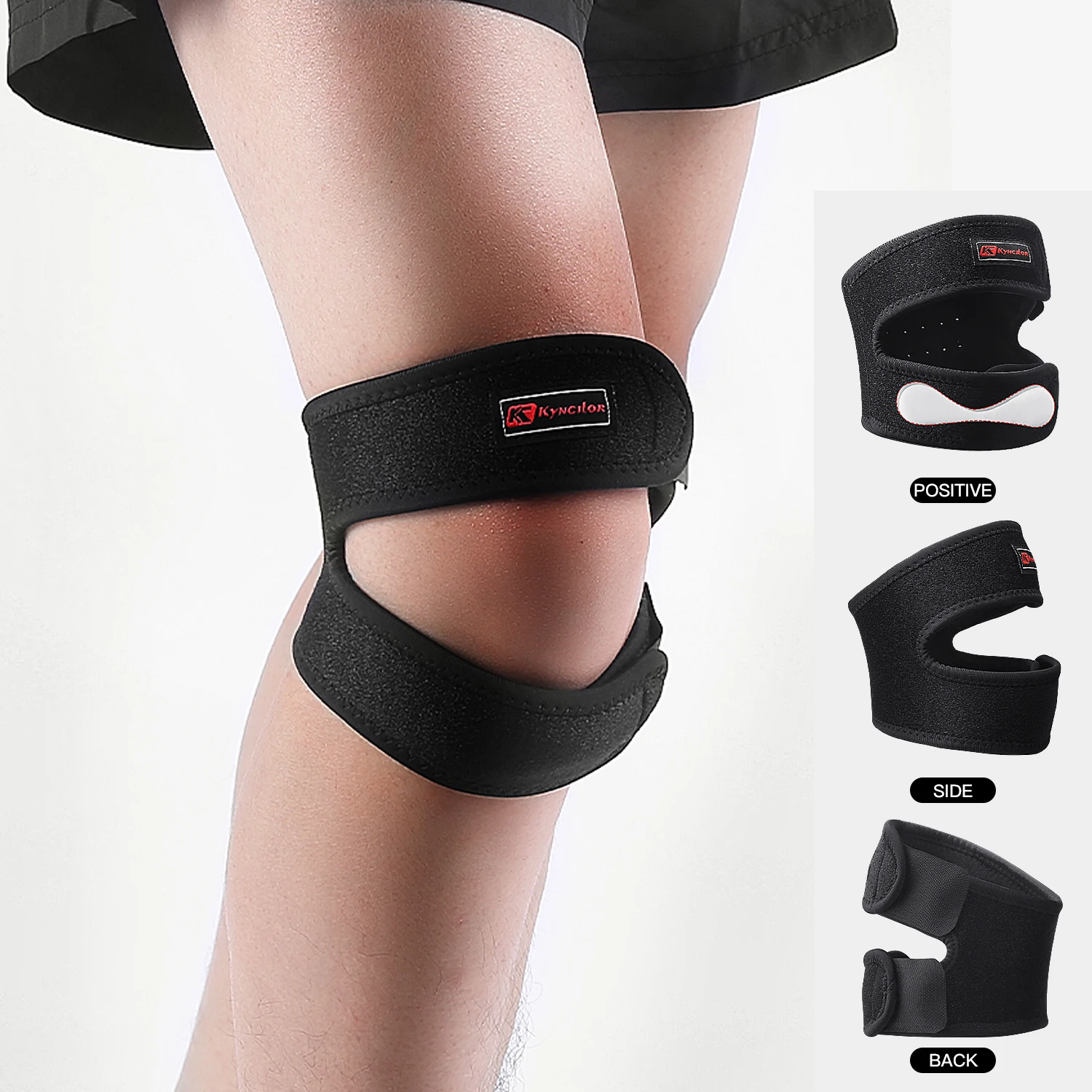 1-teilige verstellbare Kniestütze für Knie, Patella-Ärmel, Wickelkappe, Stabilisator, Sport, Knie, atmungsaktiver Schutz, Patellagürtel Image