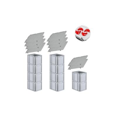 PROREGAL SparSet 10x Eurobox NextGen Economy mit Auflagedeckel & 4x Verschlüsse Rot, Griffe zu, HxBxT 32x30x40cm, 30L, Eurobehälter Image