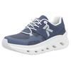 Plateausneaker RIEKER SPORT, Damen, Gr. 45, blau (jeansblau), Textil, Nubuklederimitat, kontrastfarbene Details, sportlich, Schuhe, Slip-on Sneaker, Halbschuh, Freizeitsneaker mit MemoSoft-Innensohle