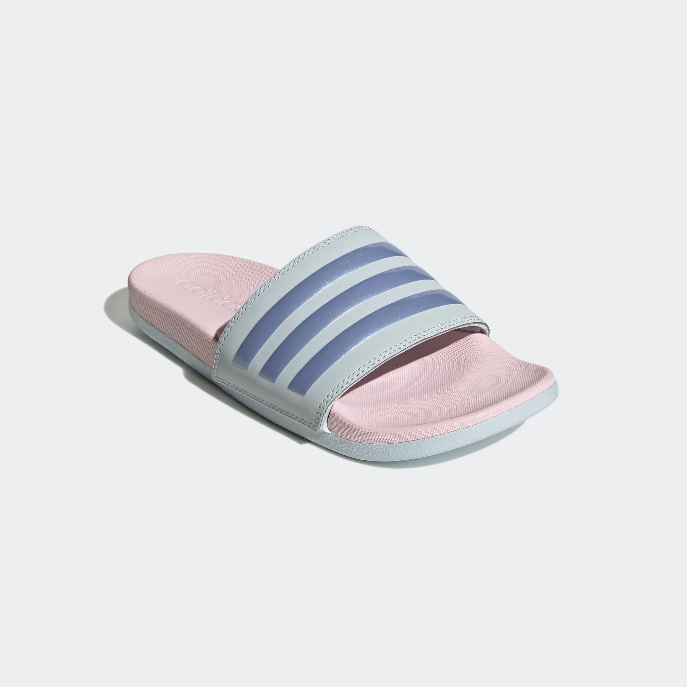 Badesandale ADIDAS SPORTSWEAR "COMFORT ADILETTE", Damen, Gr. 42, transparent (halo blau, blau spark metallic, clear pink), Synthetik, Schuhe