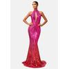 Jerseykleid MODA MINX "Kara Long Dress", Damen, Gr. L, EURO-Größen, rot (weinrot), 100% Polyester, elegant, lang, ohne Ärmel, Kleider, im angesagten Mermaid-Schnitt