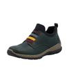 Slip-On Sneaker RIEKER, Damen, Gr. 41, schwarz (dunkelgrün, schwarz), Lederimitat, Textil, kontrastfarbene Details, sportlich, Schuhe, Slipper, Schlupfschuh, Freizeitschuh, Halbschuh mit Anziehlasche