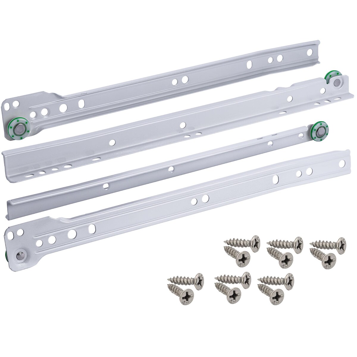 ID Dinkel 1 Paar Schubladenschienen Rollenführung Teilauszug Weiß 400mm Schubladenauszug Schienen Image