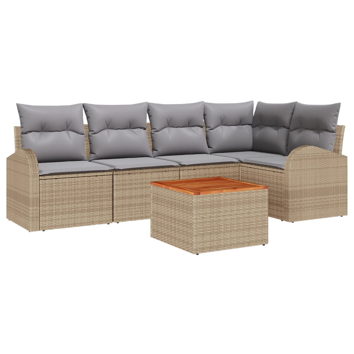 vidaXL 6-teiliges Garten Sofa Set mit Kissen Beige Poly Rattan Akazie Image