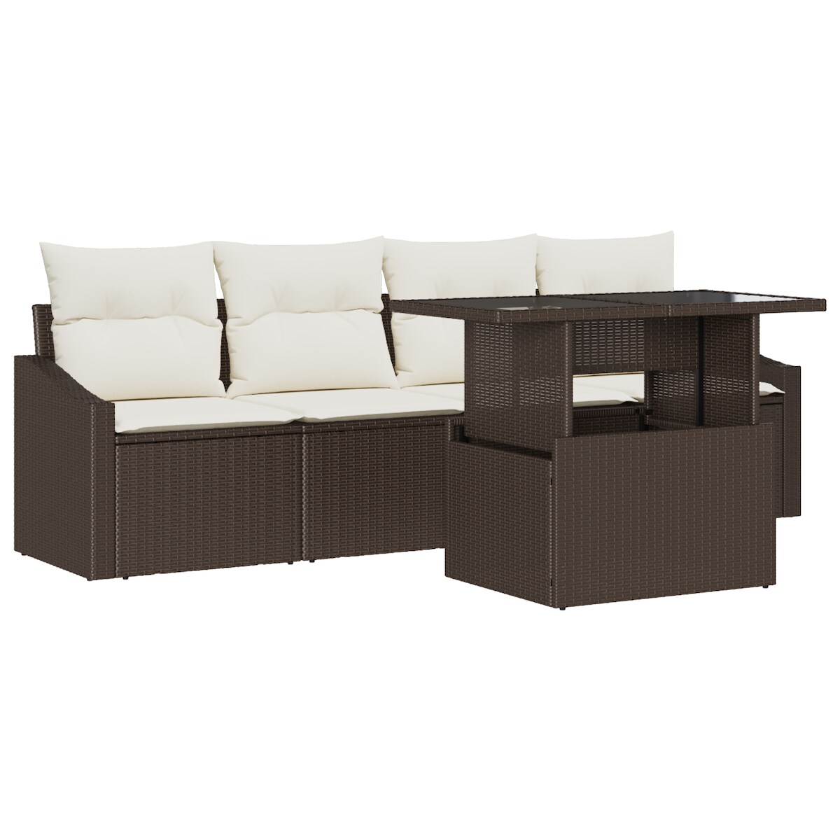 vidaXL 5-teiliges Garten-Sofaset mit Kissen in Braun aus Poly Rattan Image