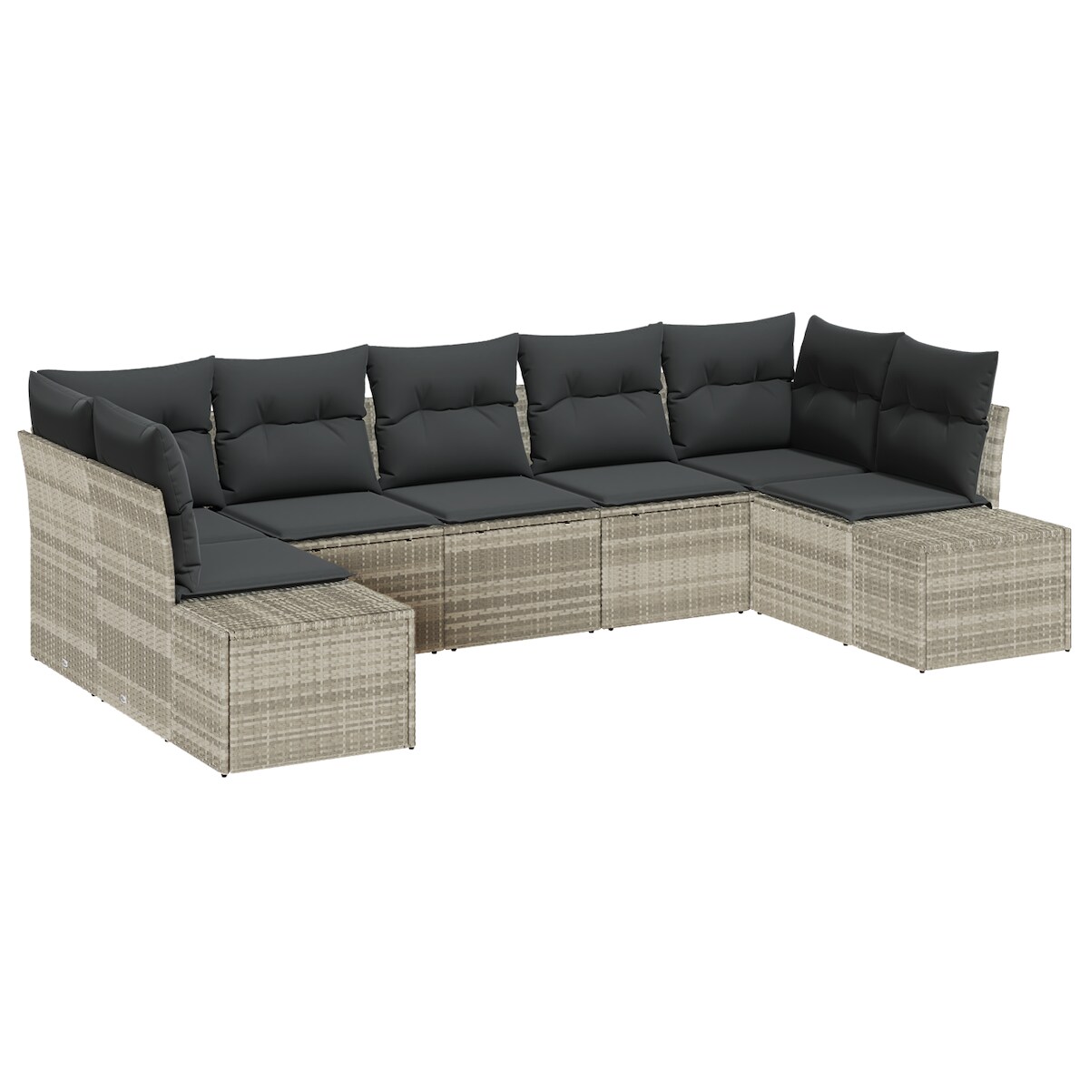 vidaXL 7-teiliges Garten-Sofa-Set mit Kissen Hellgrau Poly Rattan Image