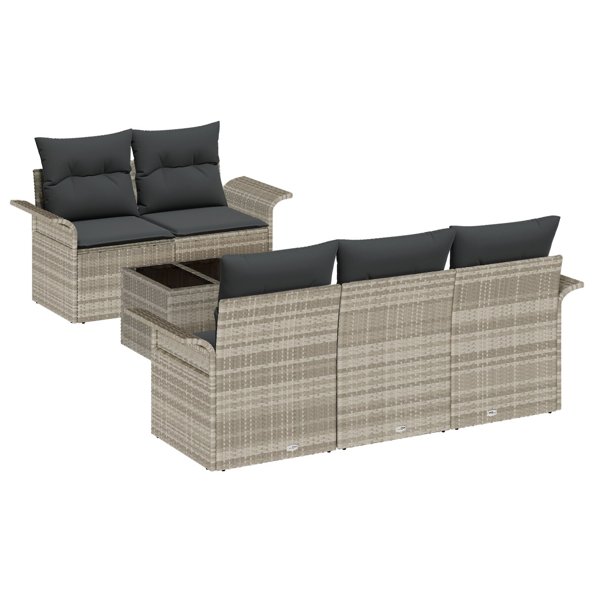 vidaXL 6-teiliges Garten Sofa Set mit Kissen Hellgrau Poly Rattan Image