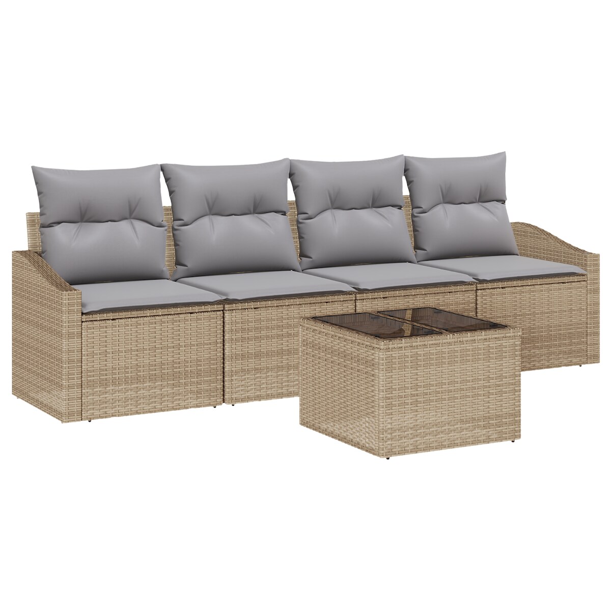 vidaXL 5-teiliges Garten Sofa Set mit Kissen Beige Poly Rattan Image