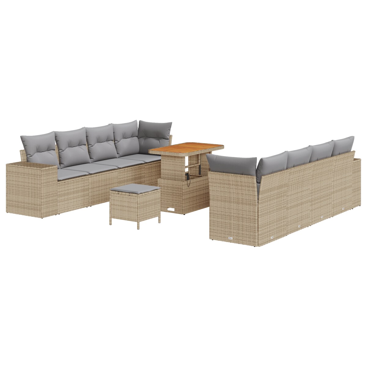 vidaXL 11-teiliges Garten Sofa Set mit Kissen Beige Poly Rattan Akazie Image
