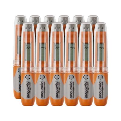 Accucold DLSA11CAL-12P Portable NIST Calibrated USB Temperature Data Logger w/ LCD Display - 12 pack