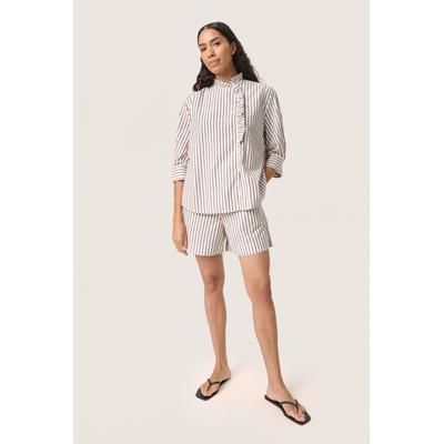 Langarm - Hemd Gerade Passform Brown and White Stripe Image