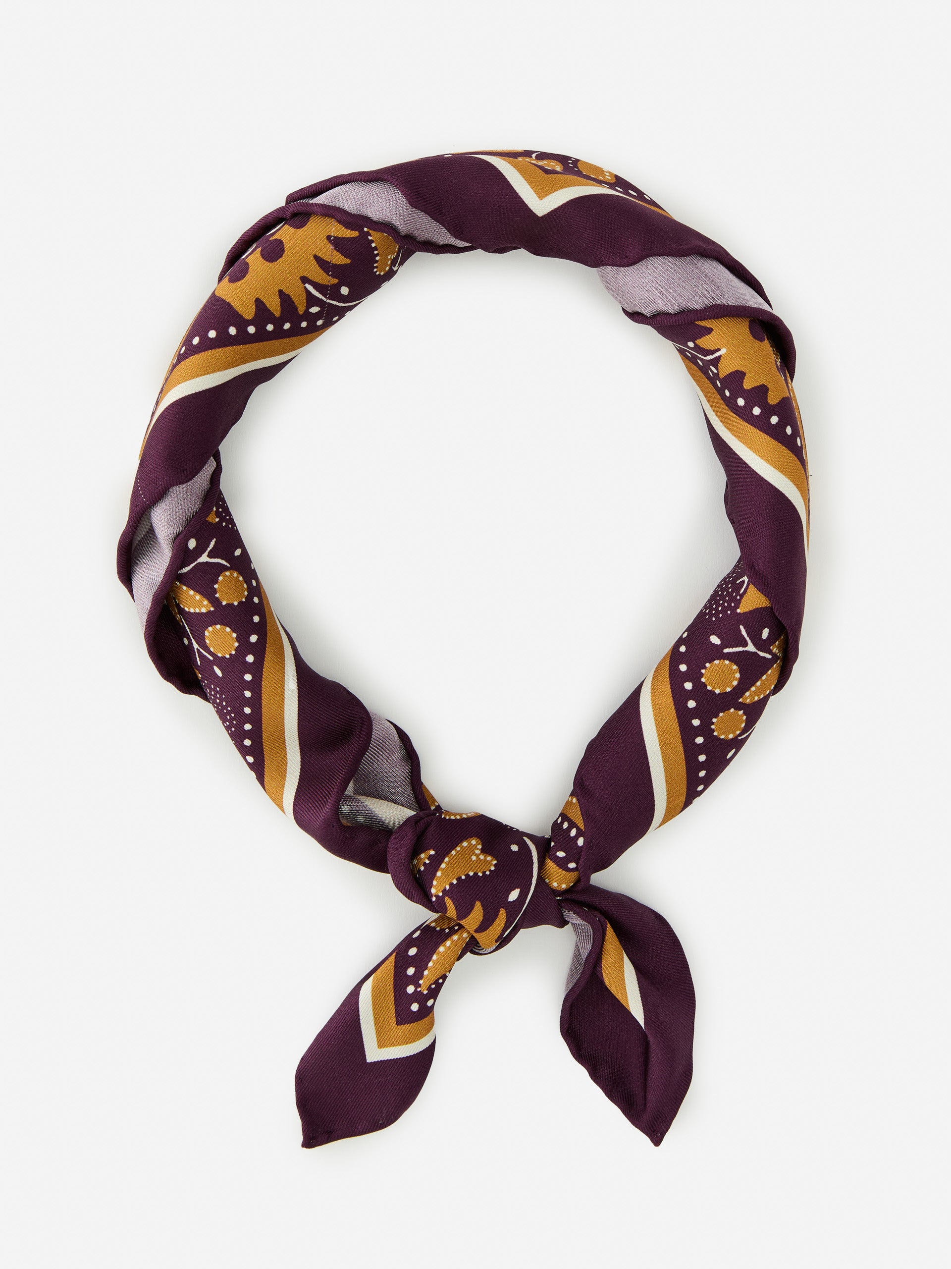 J.McLaughlin Women's Nikka Silk Scarf in Squared Away Purple/Mustard