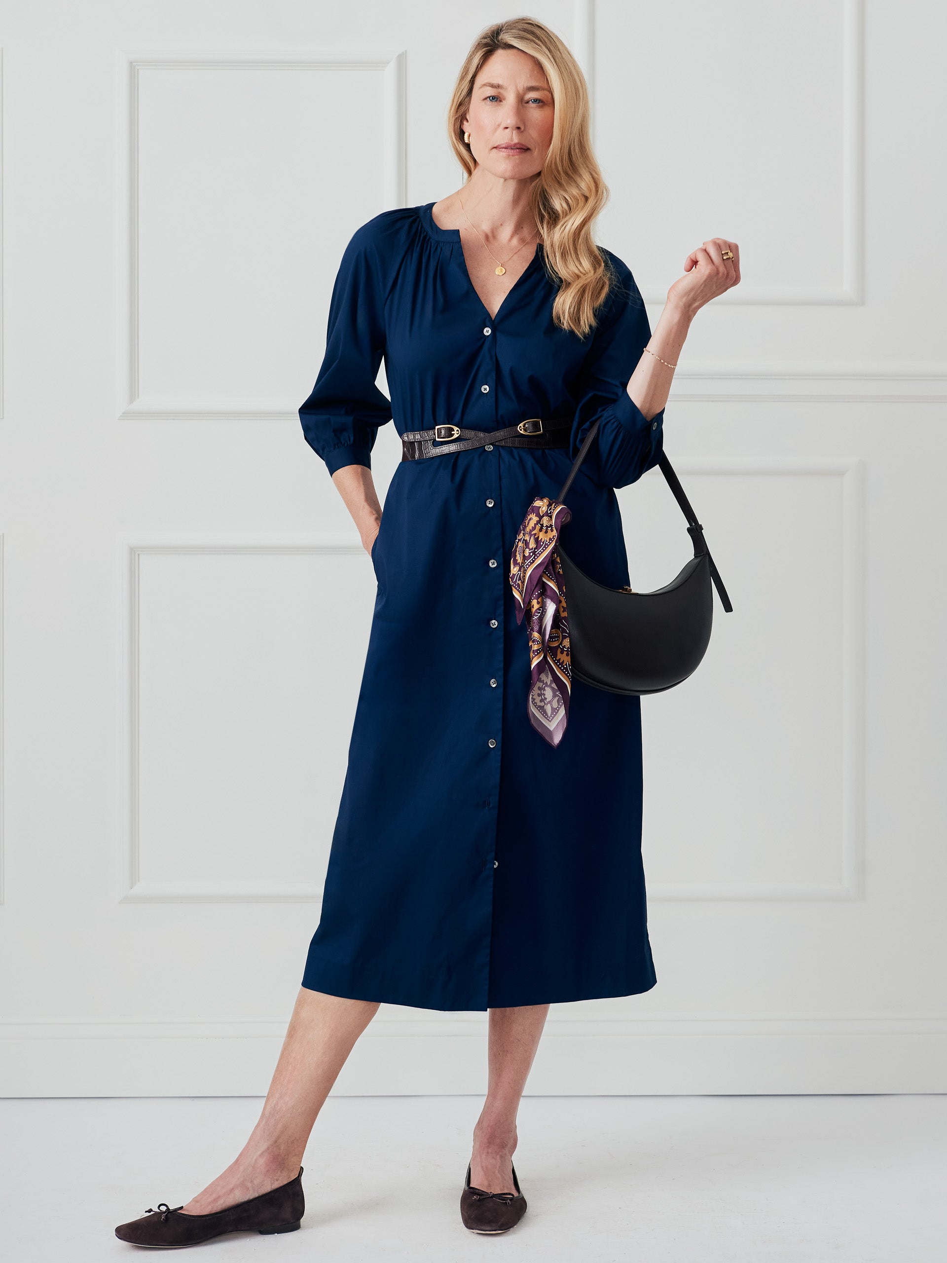 J.McLaughlin Women's Charlotta Dress Navy, Size Small | Cotton/Tencel